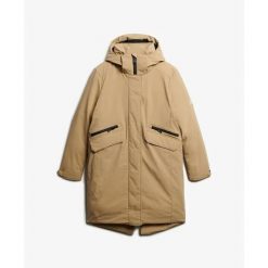 Parka dla kobiet Superdry City Fishtail. Brązowe parki damskie Superdry, na zimę, bez wzorów, bez kaptura. Za 756.10 zł.
