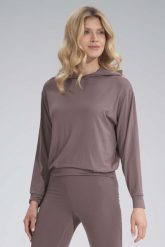 Cienka Wiskozowa Bluza z Kapturem - Brązowa. Brązowe bluzy damskie Figl, m, bez wzorów, z elastanu, bez ramiączek, z kapturem. Za 199.00 zł.