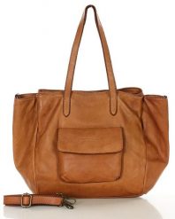 Shopperka skórzana MARCO MAZZINI brąz camel v246a. Brązowe shopperki damskie bez wzorów, ze skóry, bez dodatków. Za 569.05 zł.