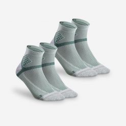 Skarpety turystyczne Quechua Hike 500 mid x 2 pary. Zielone skarpetki damskie QUECHUA, bez wzorów, z elastanu. Za 49.99 zł.
