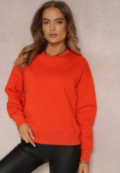 Pomarańczowa Bluza z Polarową Podszewką Heseh. Brązowe bluzy damskie Renee, na zimę, xl, bez wzorów, z dzianiny, casualowe, bez ramiączek, bez kaptura. Za 59.99 zł.