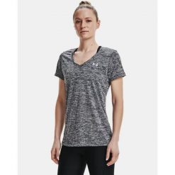 Koszulka damska Under Armour TECH SSV - TWIST. Czarne bluzki damskie Under Armour, bez wzorów, sportowe, bez kołnierzyka, bez ramiączek. W wyprzedaży za 92.70 zł.