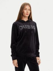 Guess Bluza V4RQ25 K0232 Czarny Regular Fit. Czarne bluzy damskie Guess, l, z aplikacjami, z syntetyku, bez ramiączek, bez kaptura. Za 339.99 zł.