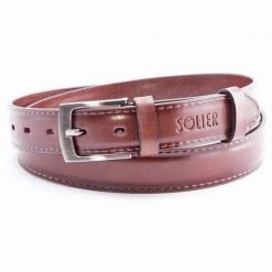 Skórzany elegancki pasek męski SOLIER SB09 ciemny brązowy 100 cm. Brązowe paski męskie Solier, z materiału, eleganckie. Za 55.90 zł.