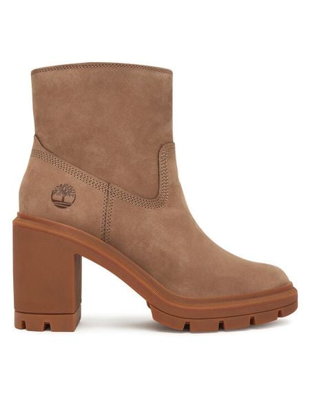 Timberland Botki Allington TB0A26WAEN51 Beżowy. Brązowe botki damskie Timberland, bez wzorów, z nubiku, bez obcasa, na słupku, bez zapięcia. Za 599.99 zł.