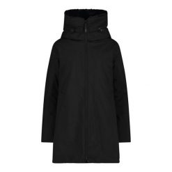 Parka damska z kapturem CMP. Czarne parki damskie CMP, bez wzorów, z poliesteru, z kapturem. Za 699.55 zł.
