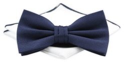 Mucha z Poszetką Chattier ZESTAW - Granatowa, Bez Wzoru. Niebieskie krawaty i muchy Chattier, bez wzorów, z poliesteru, eleganckie. Za 59.00 zł.