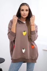 Bluza ocieplana z motywem truskawek mocca. Bluzy damskie KESI, l, bez wzorów, z bawełny, bez ramiączek, bez kaptura. Za 313.67 zł.