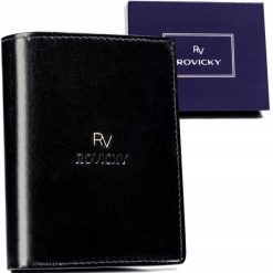 Portfel skórzany Rovicky RV-7680272-IL-BCA-44 czarny. Czarne portfele męskie ROVICKY, bez wzorów, ze skóry. Za 70.00 zł.