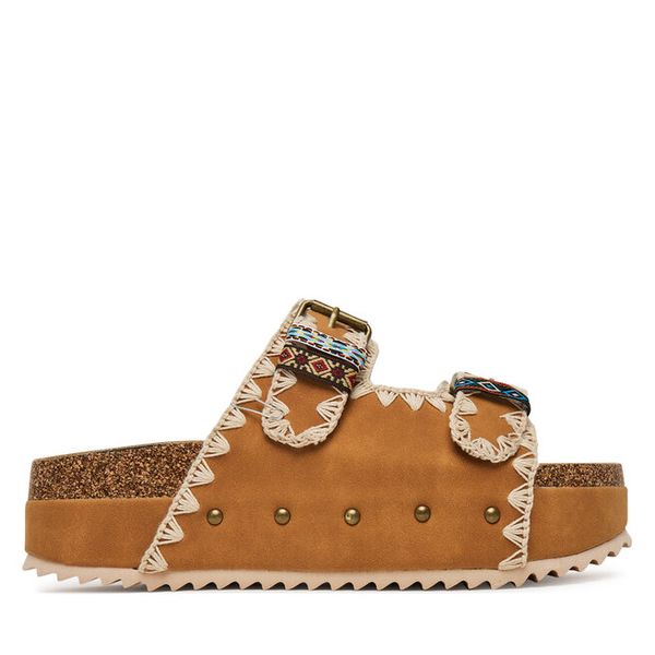 Klapki DeeZee. Brązowe klapki damskie DeeZee, bez wzorów, bez obcasa, bez zapięcia. Za 149.99 zł.