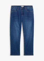 Jeansy termiczne ze stretchem relaxed fit z wygodnym pasem, prosta nogawka. Niebieskie jeansy męskie bonprix, z jeansu. Za 179.99 zł.