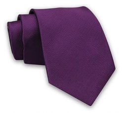 Fioletowy Elegancki Klasyczny Męski Krawat -Angelo di Monti- 7 cm, Jednokolorowy, w Delikatne Prążki. Fioletowe krawaty i muchy Angelo di Monti, bez wzorów, z tkaniny, eleganckie. Za 45.00 zł.