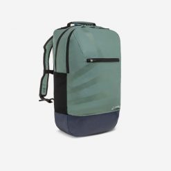 Plecak żeglarski Decathlon 25 l. Niebieskie plecaki męskie Decathlon, bez wzorów, z materiału. Za 159.99 zł.
