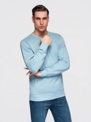 Bluza męska dresowa BASIC z okrągłym dekoltem OM-SSBN-0271 -. Czarne bluzy męskie Ombre Clothing, m, z aplikacjami, z bawełny, biznesowe, bez ramiączek, bez kaptura. W wyprzedaży za 118.99 zł.