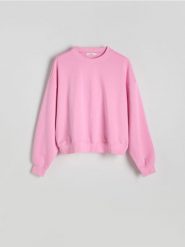 Bawełniana bluza - pastelowy róż. Czerwone bluzy damskie Reserved, l, bez wzorów, z bawełny, bez ramiączek, bez kaptura. W wyprzedaży za 59.99 zł.