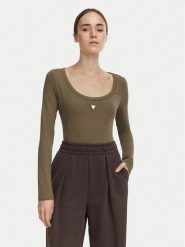 Guess Body V4YP07 J1314 Khaki Slim Fit. Brązowe body Guess, z aplikacjami, z bawełny. Za 194.99 zł.