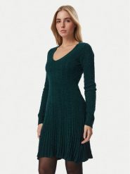 Guess Sukienka dzianinowa W6BK31 Z1443 Zielony ciemny Regular Fit. Zielone sukienki damskie Guess, xs, z aplikacjami, z dzianiny, bez kołnierzyka, bez ramiączek. Za 524.99 zł.