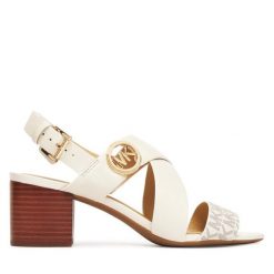 Sandały MICHAEL Michael Kors. Białe sandały damskie MICHAEL Michael Kors, bez wzorów, bez obcasa, na słupku, bez zapięcia. Za 549.99 zł.