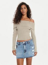 Guess Sweter Nina W4BR73 Z3K92 Beżowy Slim Fit. Brązowe swetry nierozpinane damskie Guess, xxl, z aplikacjami, z syntetyku, bez kołnierzyka, bez ramiączek. Za 179.99 zł.