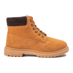 Original Walkman Shoes Camelowe Traperki Ze Skóry brązowe. Brązowe trapery damskie ze skóry, bez zapięcia. Za 141.46 zł.