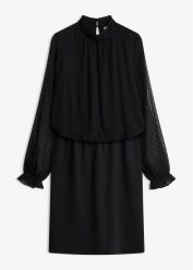 Sukienka mini. Czarne sukienki damskie bonprix, bez wzorów, z materiału, bez kołnierzyka, bez ramiączek, mini. Za 179.99 zł.