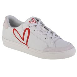 Buty sportowe Sneakersy damskie, Skechers Side Street - Lonely Heart. Białe obuwie sportowe damskie Skechers, bez wzorów, z materiału, bez zapięcia, trekkingowe. Za 279.99 zł.
