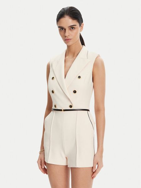 Elisabetta Franchi Kombinezon TU-T45-51E2 Beżowy Regular Fit. Brązowe sukienki damskie Elisabetta Franchi, bez wzorów, z syntetyku, bez kołnierzyka, bez ramiączek. Za 1,199.00 zł.