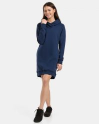 Długa bluza z kapturem Kilpi HEYDEN-W. Niebieskie bluzy damskie Kilpi, bez wzorów, z bawełny, casualowe, bez ramiączek, z kapturem. Za 422.05 zł.
