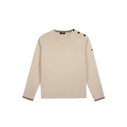 Sweter z okrągłym dekoltem TBS Loran. Białe swetry męskie TBS, na lato, l, bez wzorów, z dzianiny, eleganckie, bez kołnierzyka, bez ramiączek. Za 307.70 zł.