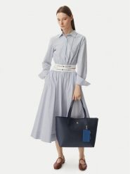 Tommy Hilfiger Torebka Th Icon Tote AW0AW18724 Granatowy. Niebieskie shopperki damskie Tommy Hilfiger, bez wzorów, ze skóry, bez dodatków. Za 649.99 zł.