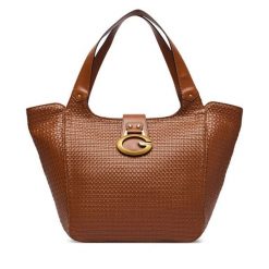 Torebka Guess. Brązowe shopperki damskie Guess, z aplikacjami, bez dodatków. Za 714.99 zł.