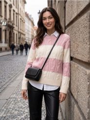 Sweter z domieszką wełny i alpaki - różowy. Czerwone swetry nierozpinane damskie Sinsay, l, bez wzorów, z wełny, bez kołnierzyka, bez ramiączek. Za 59.99 zł.