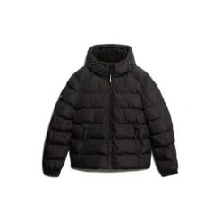 Kurtka puchowa Superdry Sports. Czarne kurtki sportowe męskie Superdry, l, bez wzorów, z materiału, z kapturem. Za 456.00 zł.