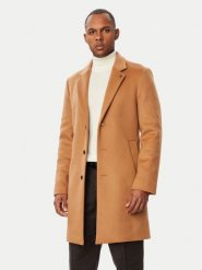 Tommy Hilfiger Płaszcz wełniany MW0MW40768 Brązowy jasny Regular Fit. Brązowe płaszcze męskie Tommy Hilfiger, na zimę, l, bez wzorów, z wełny, bez kołnierzyka, bez kaptura. Za 1,699.00 zł.