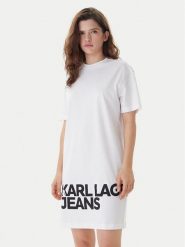 Karl Lagerfeld Jeans Sukienka codzienna B1W13054 Biały Regular Fit. Białe sukienki damskie Karl Lagerfeld Jeans, na co dzień, xs, bez wzorów, z bawełny, bez kołnierzyka, bez ramiączek, proste. Za 439.99 zł.