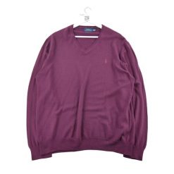 Second life - Sweter męski z wełny Bordeaux - Jak nowy. Czerwone swetry męskie Ralph Lauren, l, bez wzorów, z wełny, eleganckie, bez kołnierzyka, bez ramiączek. Za 255.56 zł.