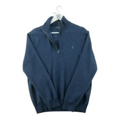 Second life - Sweter męski Pima Cotton z suwakiem do ćwiartki - Jak nowy. Niebieskie swetry męskie Ralph Lauren, l, bez wzorów, z bawełny, eleganckie, bez kołnierzyka, bez ramiączek. Za 256.96 zł.