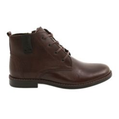 Polbut Buty męskie zimowe C20F ciemny brąz brązowe. Brązowe botki męskie na zimę, bez wzorów, ze skóry, eleganckie, z okrągłym noskiem, bez obcasa, bez zapięcia. Za 367.89 zł.