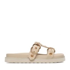 Klapki MEXX. Brązowe klapki damskie Mexx, bez wzorów, bez obcasa, bez zapięcia. Za 169.99 zł.