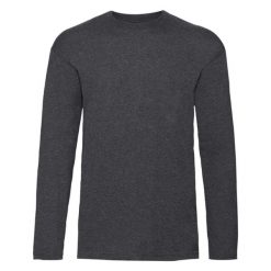 Koszulka Z Długim Rękawem Dla Dorosłych Unisex Valueweight Polycotton. Szare bluzki damskie fruit of the loom, xl, bez wzorów, sportowe, bez kołnierzyka, bez ramiączek. Za 48.99 zł.