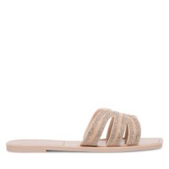 Klapki JENNY. Brązowe klapki damskie Jenny, bez wzorów, bez obcasa, bez zapięcia. Za 59.99 zł.