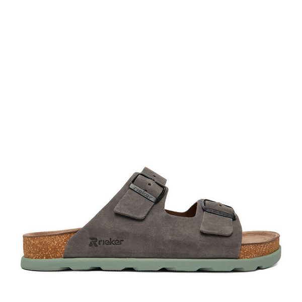 Klapki Rieker. Szare klapki męskie Rieker, bez wzorów, bez zapięcia. Za 359.99 zł.