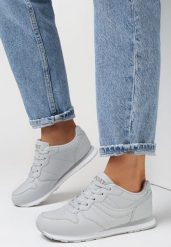 Jasnoszare Buty Sportowe Laodosa. Szare obuwie sportowe damskie Born2be, z aplikacjami, ze skóry, bez zapięcia. Za 74.99 zł.