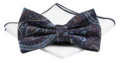 ZESTAW - Mucha z Poszetką Chattier - Brązowa we Wzory. Brązowe krawaty i muchy Chattier, bez wzorów, eleganckie. Za 59.00 zł.