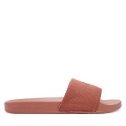 Klapki Calvin Klein Jeans. Pomarańczowe klapki damskie Calvin Klein Jeans, bez wzorów, z jeansu, bez obcasa, bez zapięcia. Za 119.99 zł.