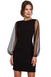 Sukienka elegancka wieczorowa z bufiastymi rękawami z siateczki czarna. Czarne sukienki damskie Sukienki.shop, na wesele, xxl, bez wzorów, eleganckie, bez kołnierzyka, bez ramiączek, mini, dopasowane. Za 229.00 zł.