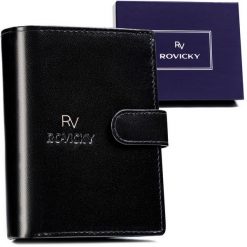 Portfel skórzany Rovicky RV-7680272-IL-L-BCA czarny. Czarne portfele męskie ROVICKY, bez wzorów, ze skóry. Za 70.00 zł.