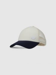 4F Czapka z daszkiem trucker uniseks - granatowa L/XL. Niebieskie czapki damskie 4F, na lato, z aplikacjami, z elastanu, sportowe. W wyprzedaży za 59.99 zł.