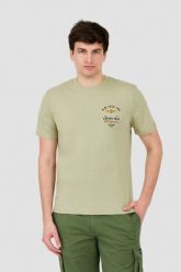 AERONAUTICA MILITARE Zielony t-shirt Short Sleeve. Zielone t-shirty męskie Aeronautica Militare, m, bez wzorów, bez kołnierzyka, bez ramiączek. W wyprzedaży za 189.99 zł.