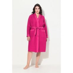 Damskie Szlafrok kołnierz szalowy pasek pika waflowa długi rękaw. Czerwone szlafroki damskie Ulla Popken, l, bez wzorów, z bawełny, plus size, bez ramiączek, bez kaptura. Za 279.99 zł.
